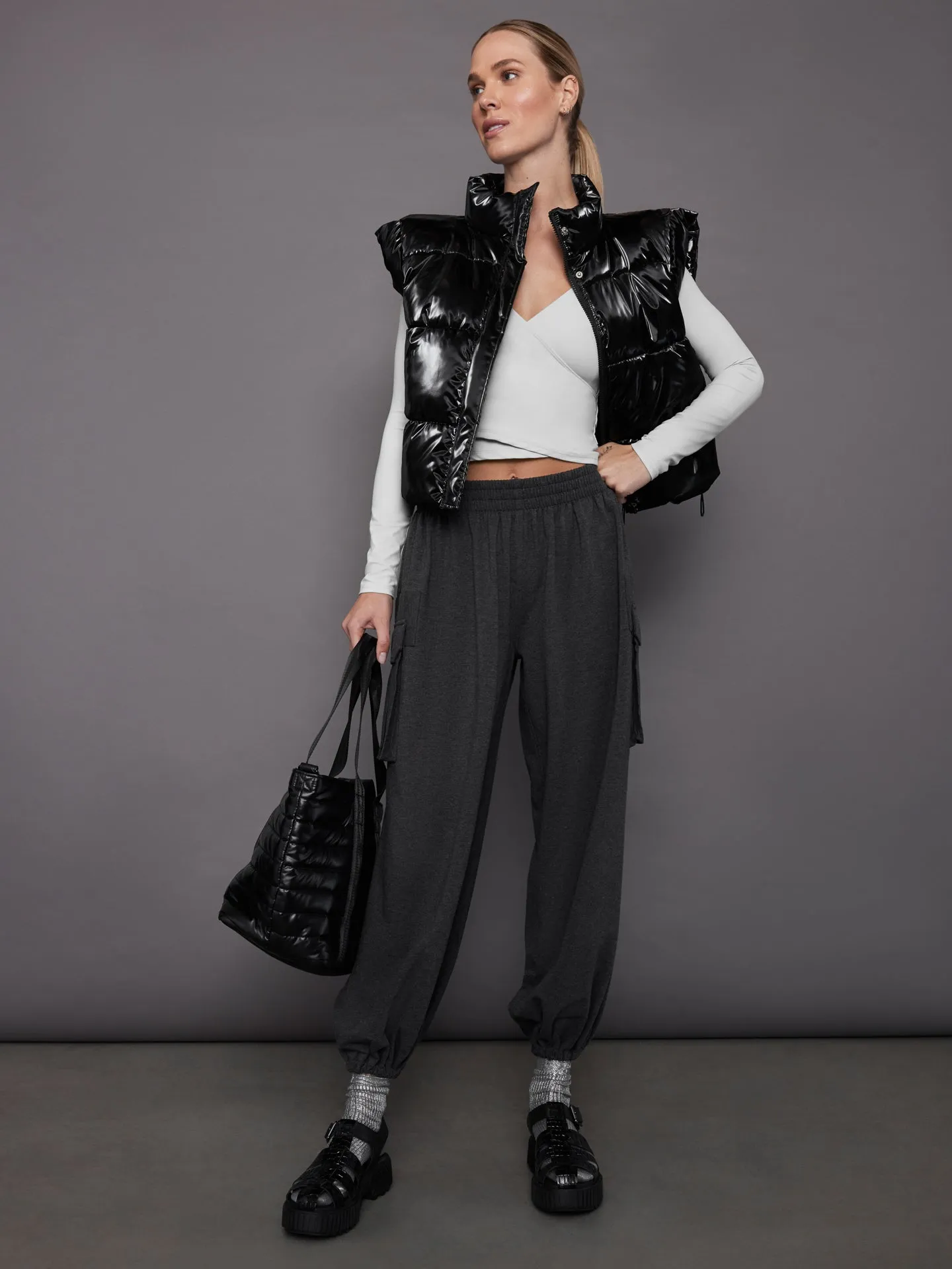 Oversized Boyfriend Cargo Sweatpant - Dark Heather Grey sold by Carbon38