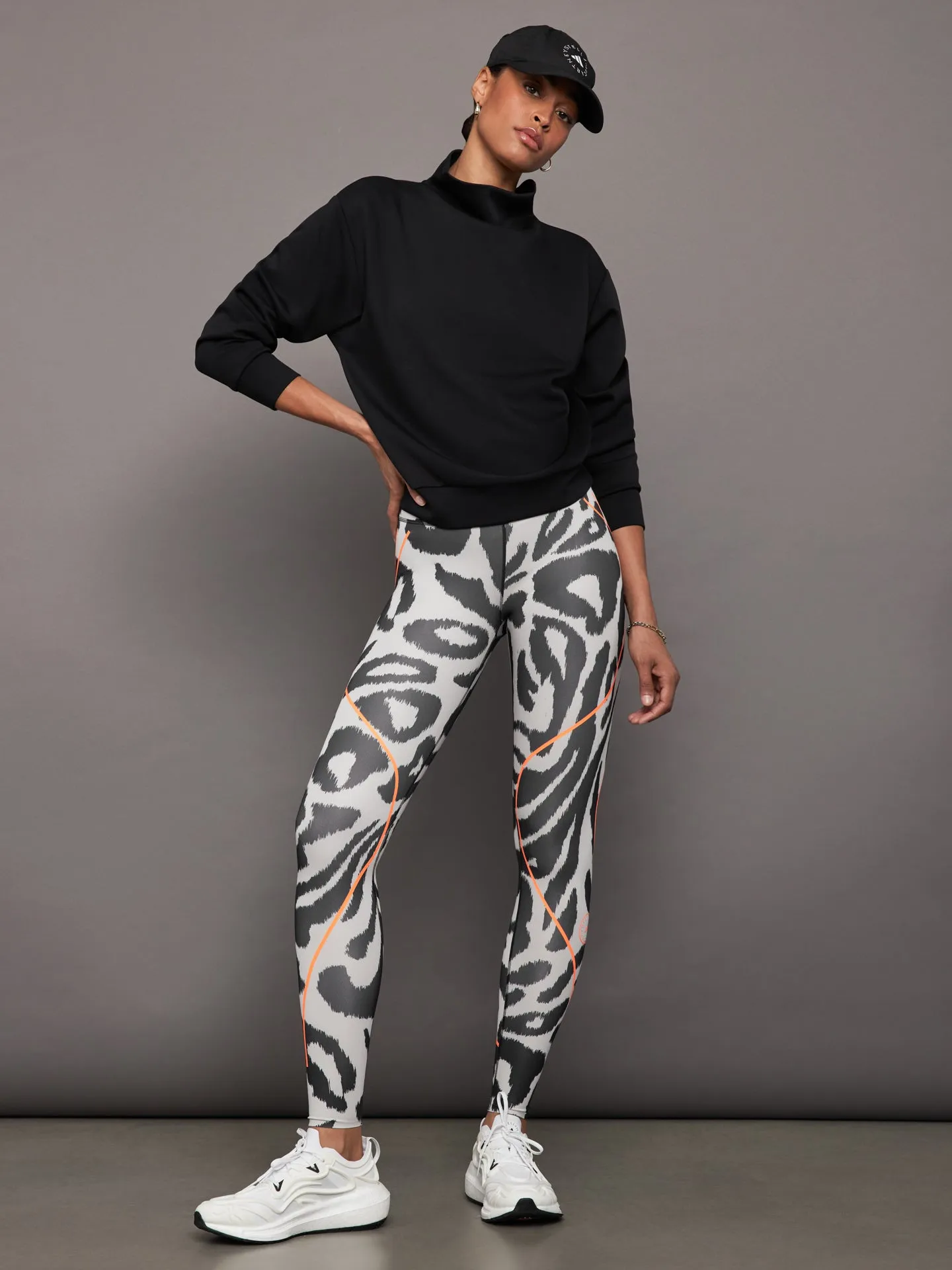 adidas by Stella McCartney TruePace Running Leggings Long Printed - Chalk Pearl/Black sold by Carbon38 product image thumbnail 2