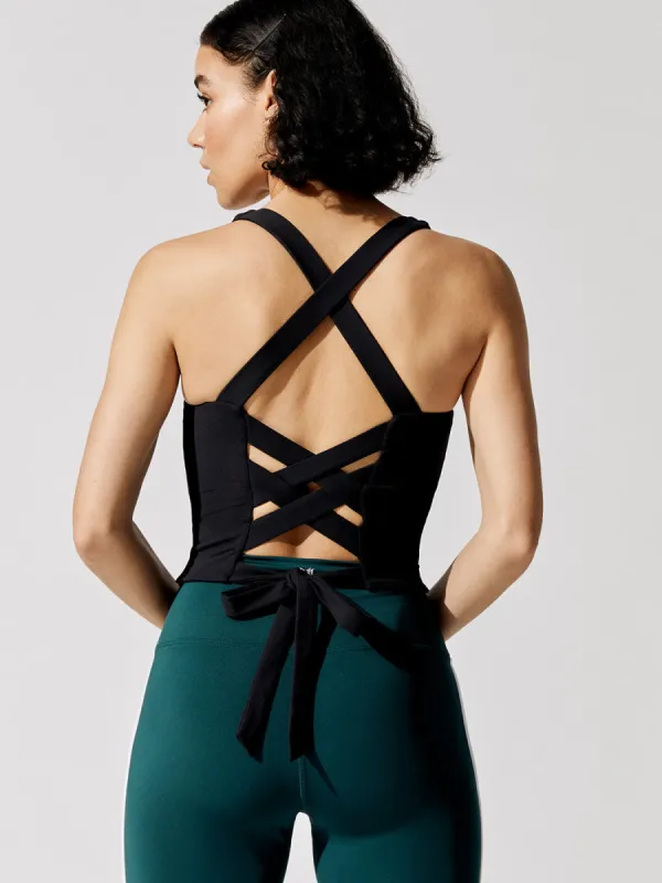 Lacie Lace Up Midi Tank - True Black made by Carbon38