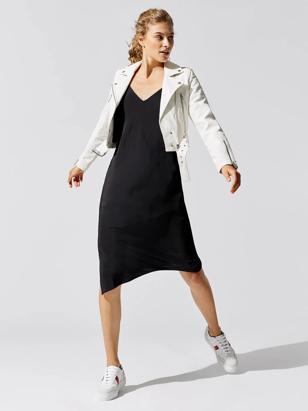 Mya Cropped Biker - White With Silver Trim sold by Carbon38 product image thumbnail 2