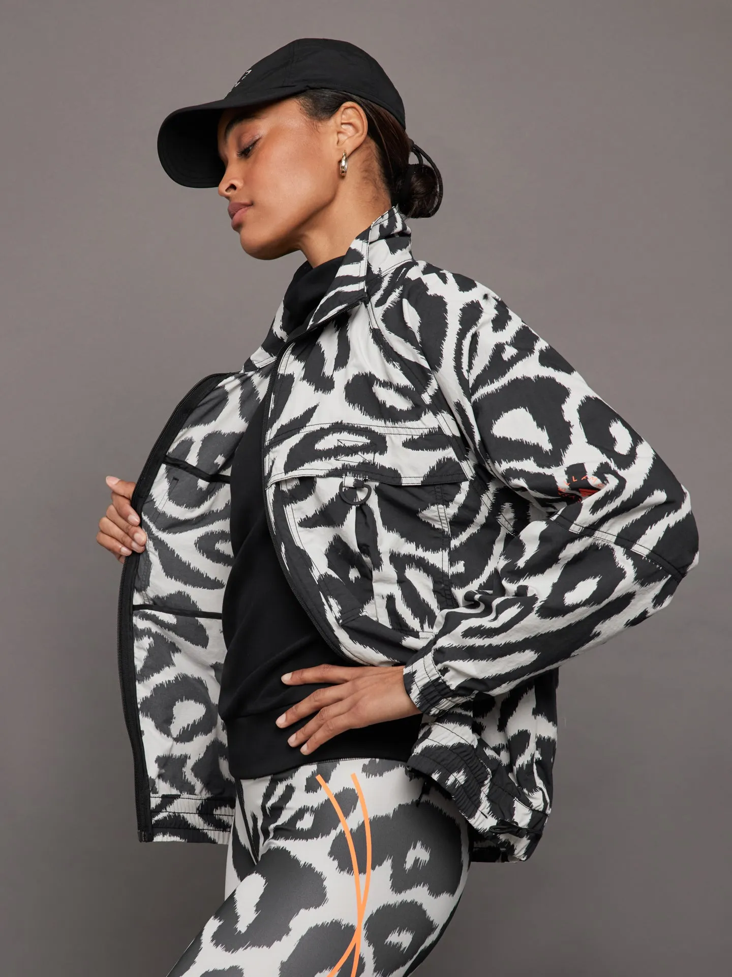 adidas by Stella McCartney Woven TrackTop Printed - Chalk Pearl/Black sold by Carbon38 product image thumbnail 4