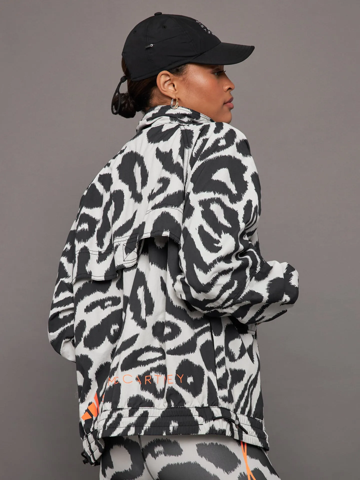 adidas by Stella McCartney Woven TrackTop Printed - Chalk Pearl/Black sold by Carbon38 product image thumbnail 3