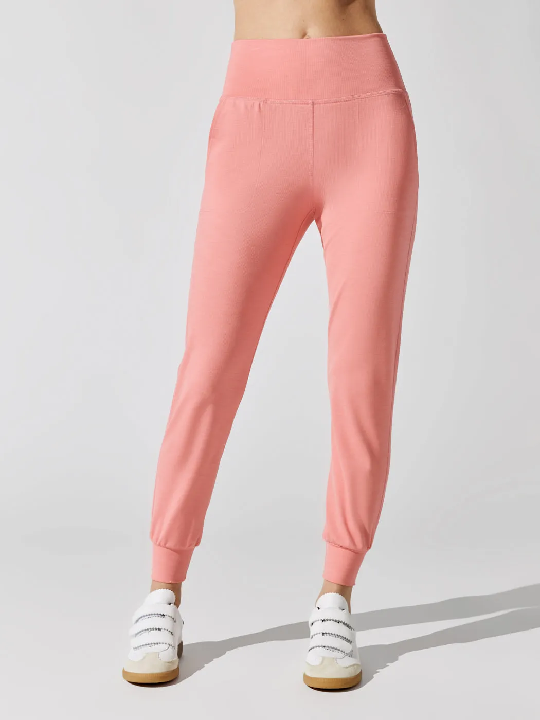 Heather Rib Midi Jogger - Pink Crush Heather Rib sold by Carbon38