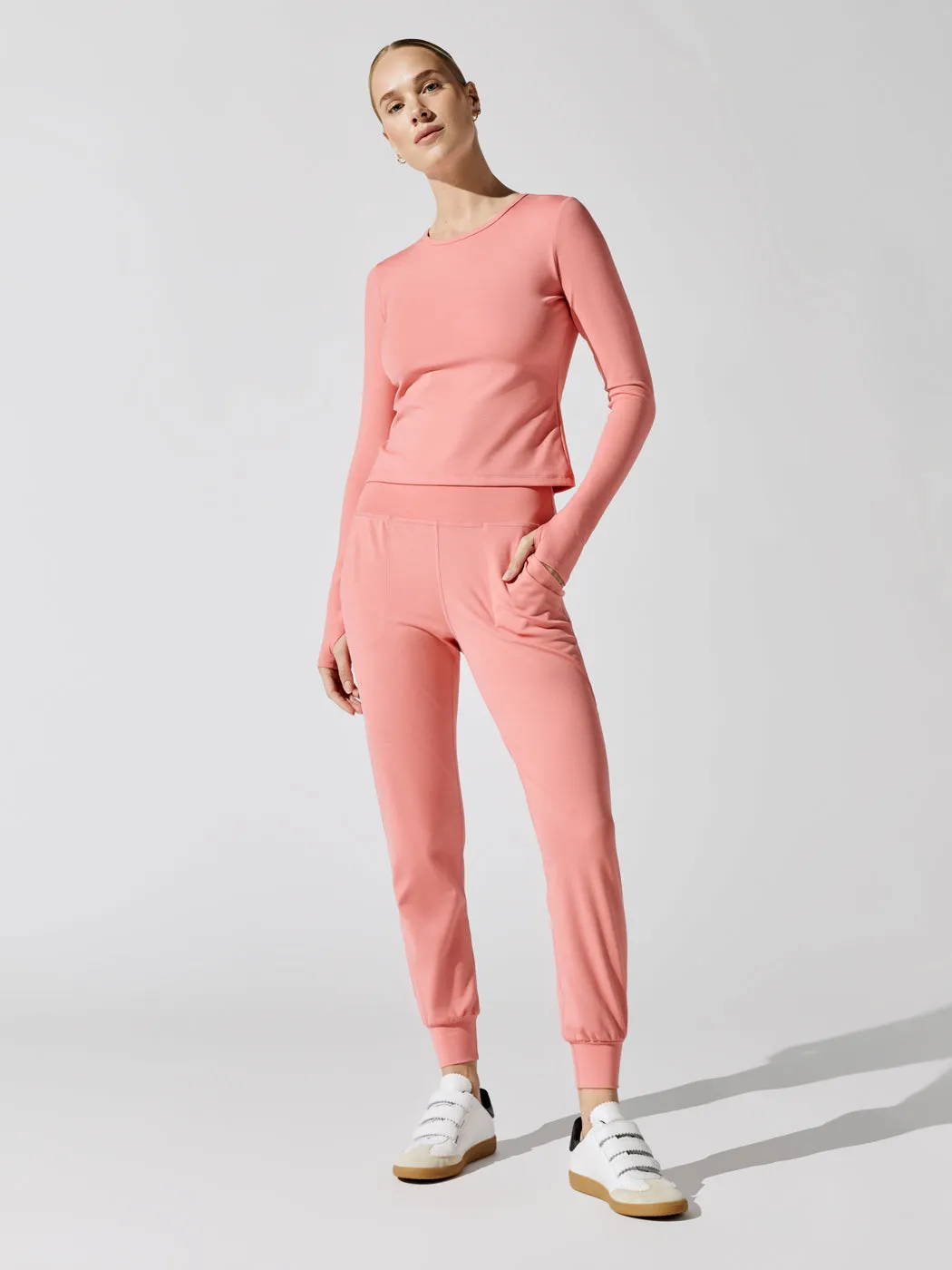 Heather Rib Midi Jogger - Pink Crush Heather Rib sold by Carbon38 product image thumbnail 2