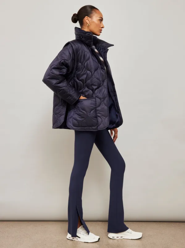 Quilted Jacket with Removable Sleeves - Navy sold by Carbon38