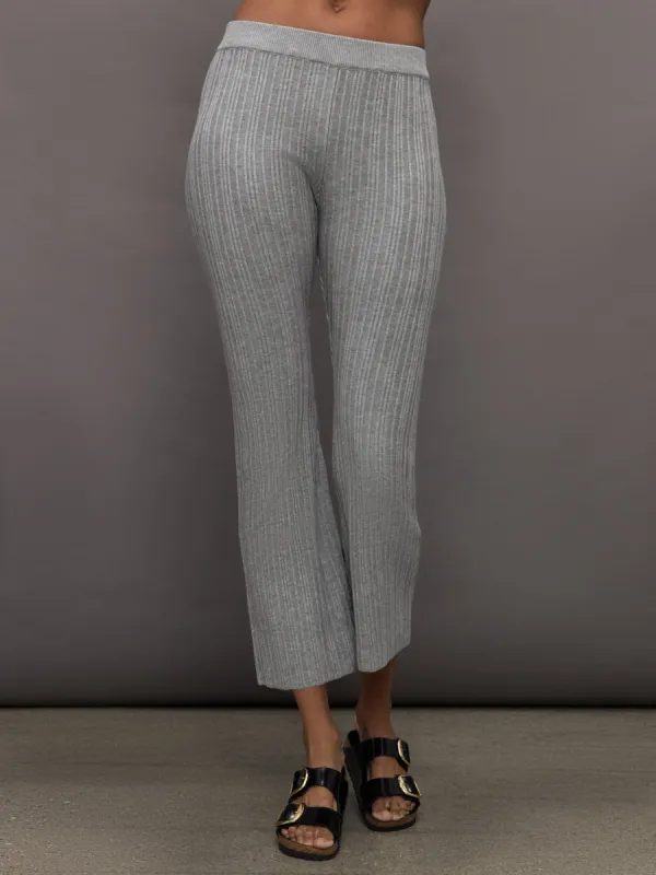 Pallas Rib Knit Bootcut Pant - Heather Grey sold by Carbon38