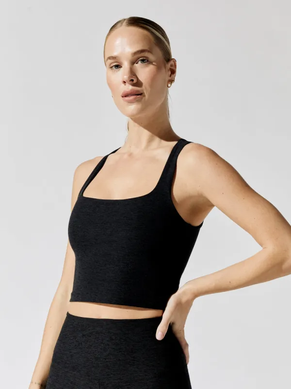 Spacedye Square Neck Cropped Tank - Darkest Night sold by Carbon38