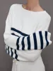 Sharlie Sweater - White / Navy Stripe sold by Carbon38
