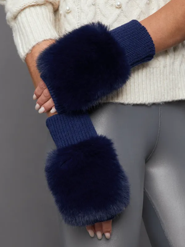 Faux Fox Knit Mittens - Navy sold by Carbon38