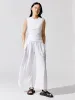 Slub Jersey Wide Leg Fold Over Pant - White sold by Carbon38