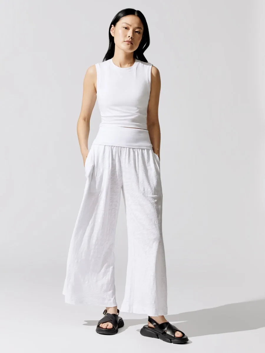 Slub Jersey Wide Leg Fold Over Pant - White sold by Carbon38 product image thumbnail 3