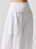 Slub Jersey Wide Leg Fold Over Pant - White sold by Carbon38