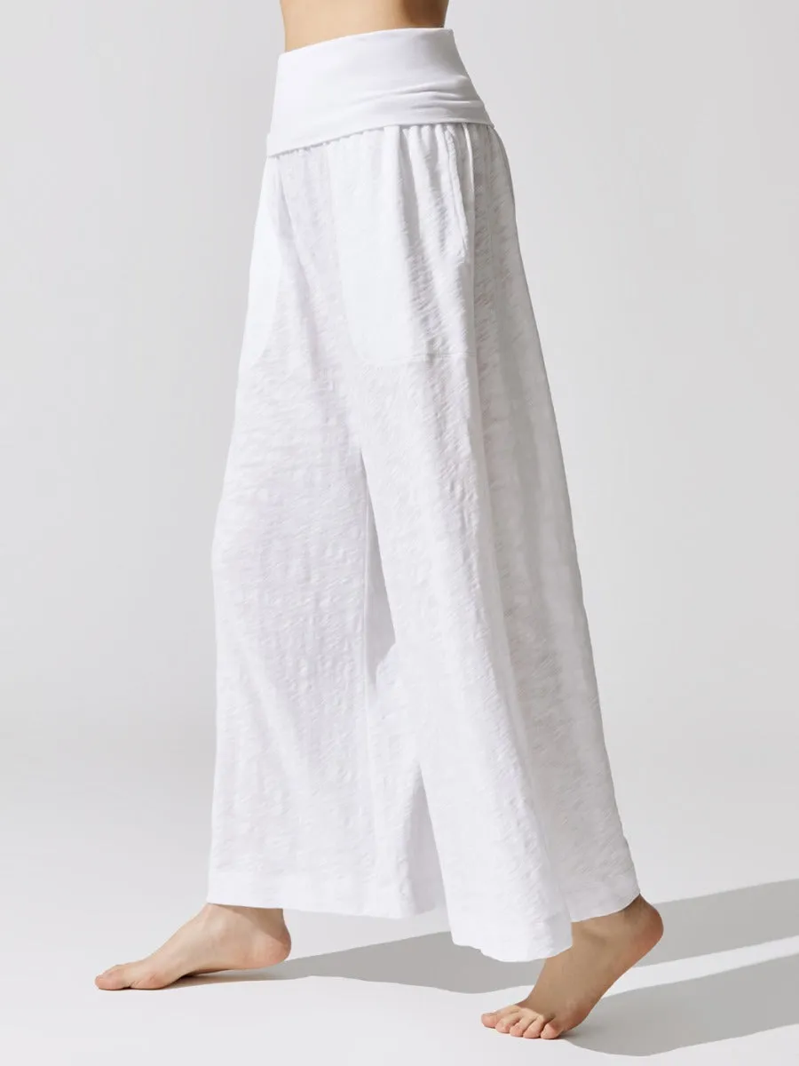 Slub Jersey Wide Leg Fold Over Pant - White sold by Carbon38 product image thumbnail 2