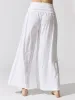 Slub Jersey Wide Leg Fold Over Pant - White sold by Carbon38