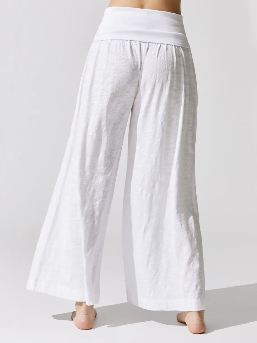Slub Jersey Wide Leg Fold Over Pant - White sold by Carbon38 product image thumbnail 4