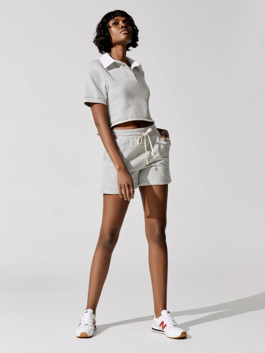 Sunnyside Crop Top With Woven Collar - Heather Grey sold by Carbon38 product image thumbnail 4