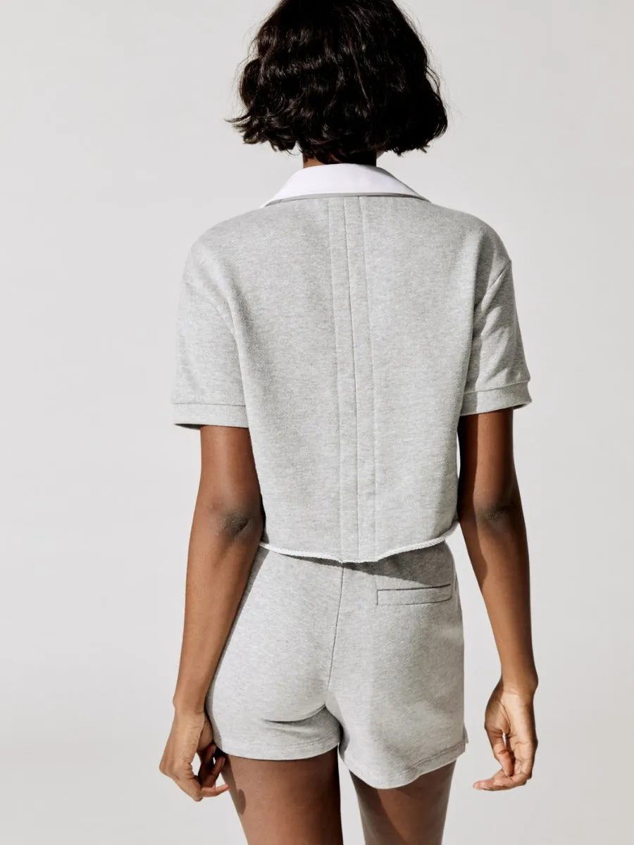 Sunnyside Crop Top With Woven Collar - Heather Grey sold by Carbon38 product image thumbnail 3