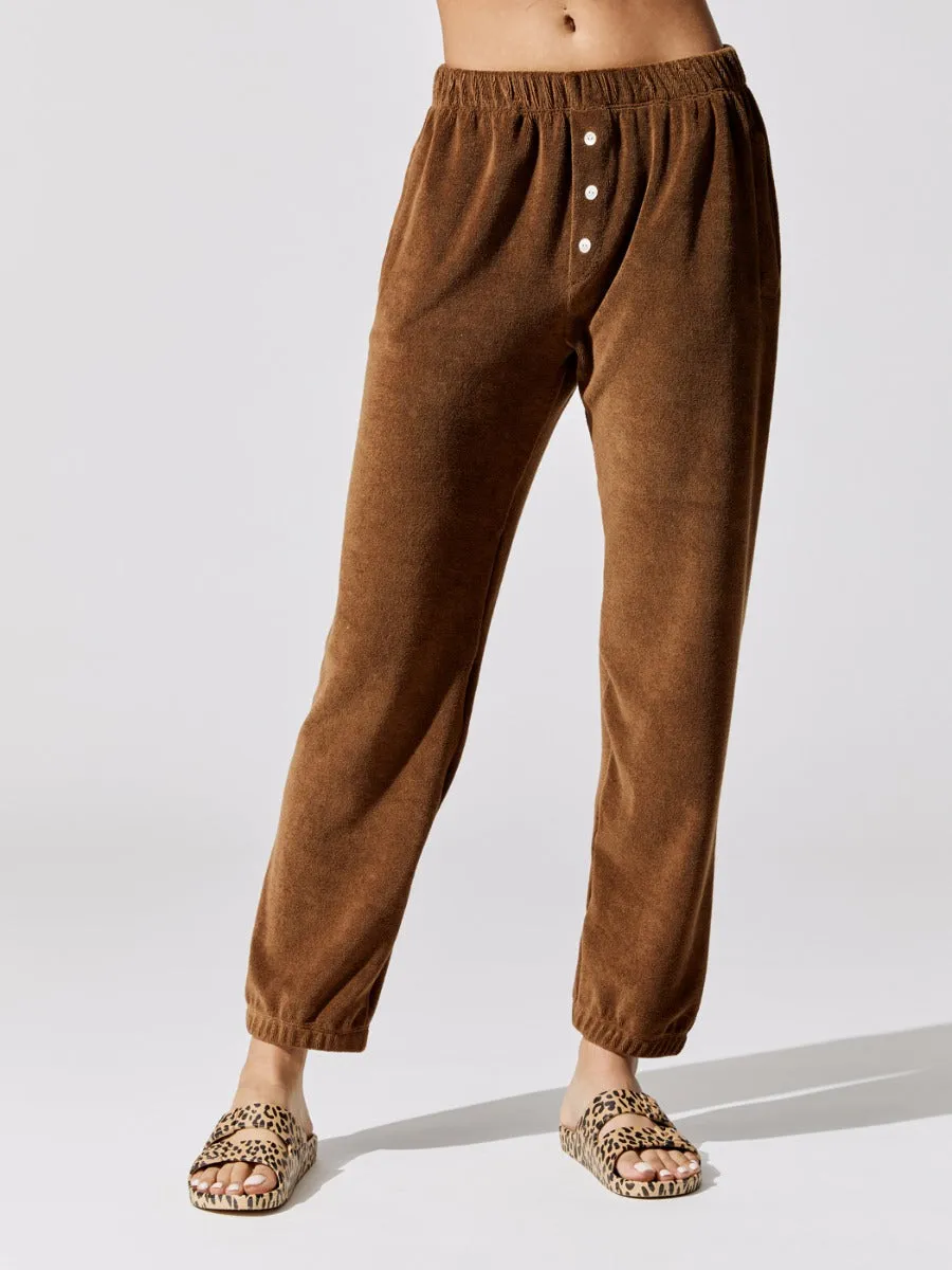 Terry Henley Sweatpant - Chocolate sold by Carbon38