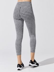 Houndstooth Jacquard 7/8 Legging - Black-White sold by Carbon38