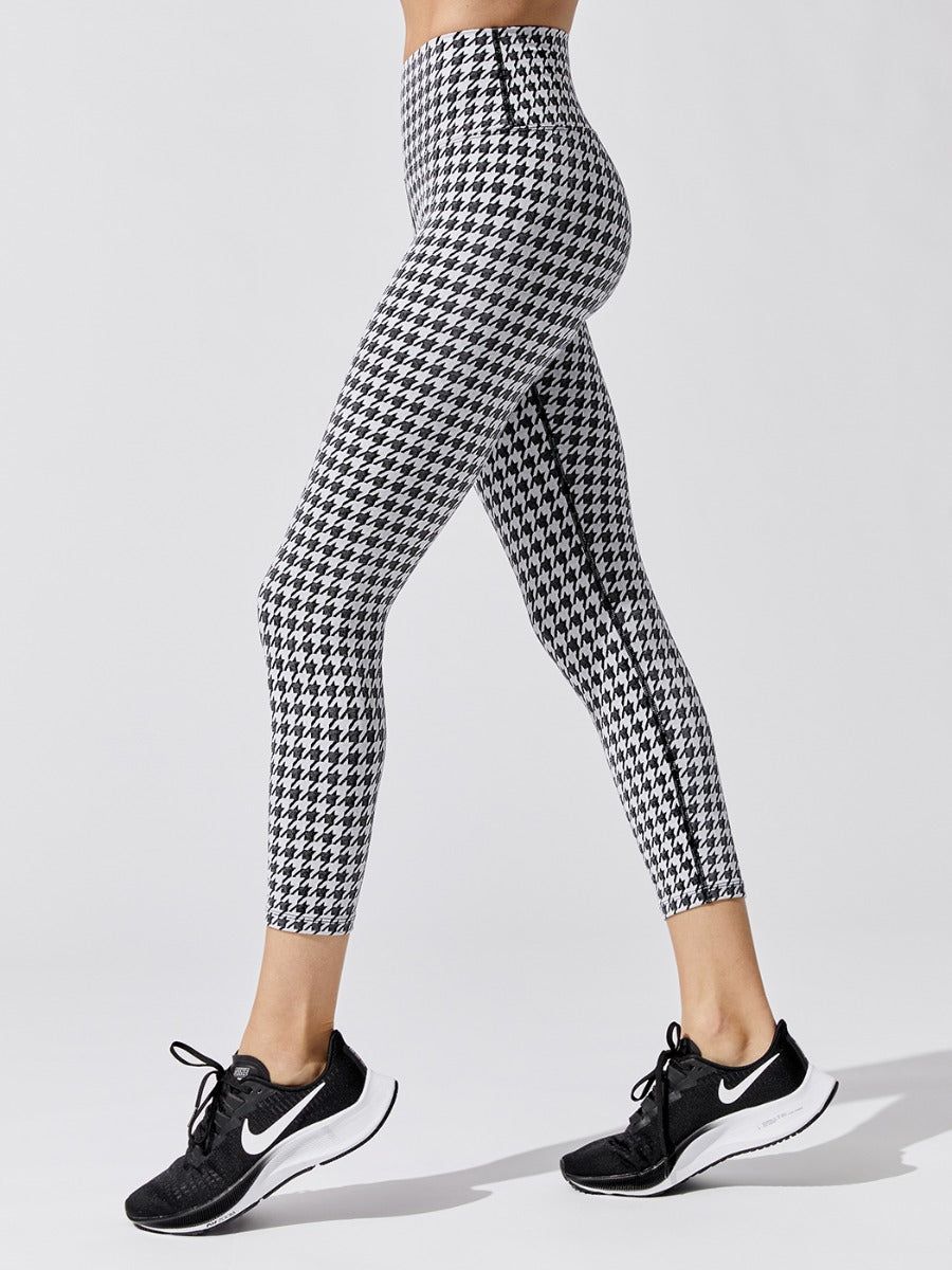 Houndstooth Jacquard 7/8 Legging - Black-White sold by Carbon38