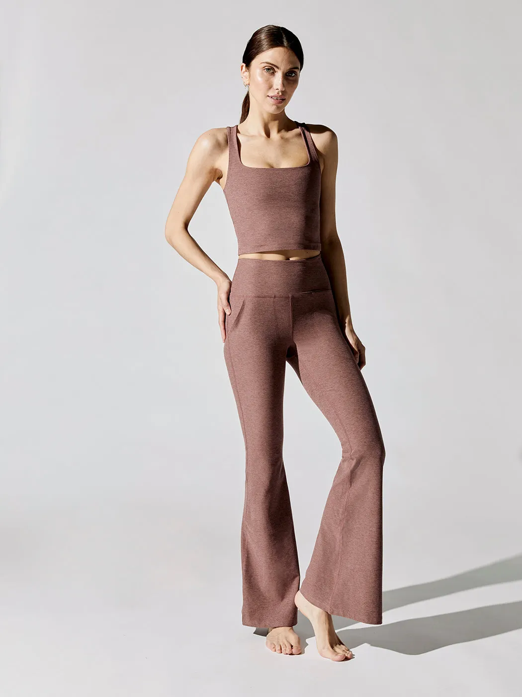 Spacedye Square Neck Cropped Tank - Sienna Brown Heather sold by Carbon38 product image thumbnail 3