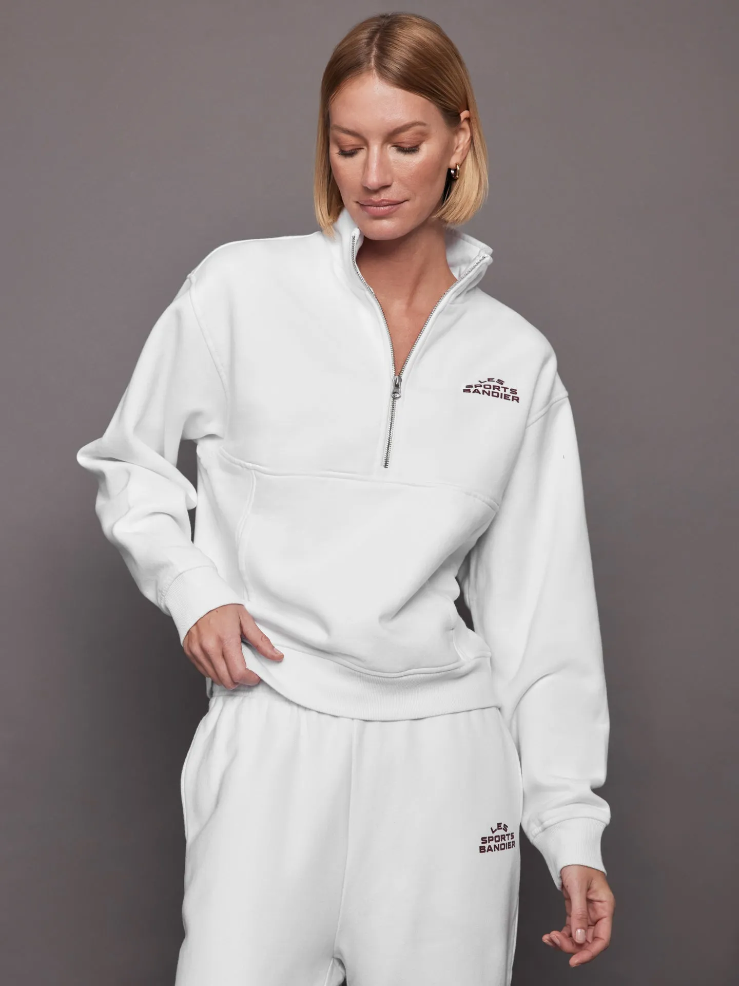 Les Sports Bandier 1/2 Zip Sweatshirt - White/Cordovan sold by Carbon38 product image thumbnail 2