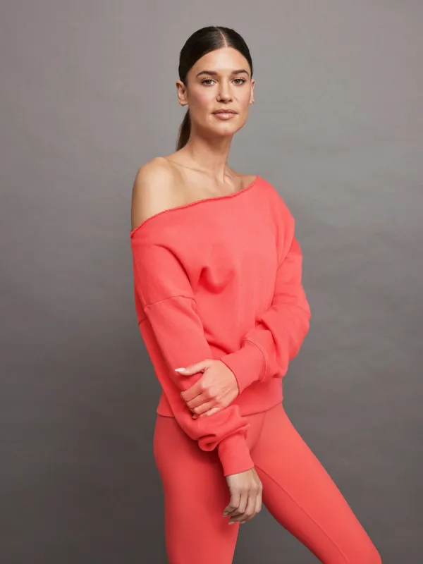 Off Shoulder Sweatshirt in French Terry - CAYENNE sold by Carbon38