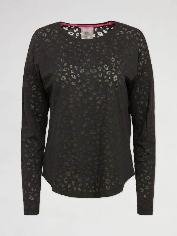 Black Cheetah Long Sleeve Burnout - Black sold by Carbon38
