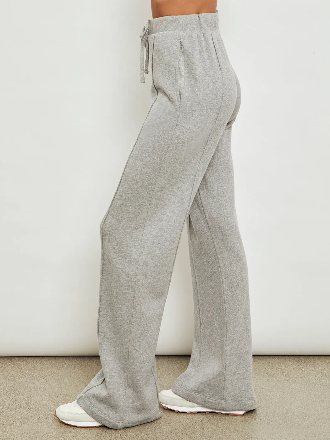 Wide Leg Pintuck Sweatpant in French Terry - Heather Grey sold by Carbon38 product image thumbnail 4