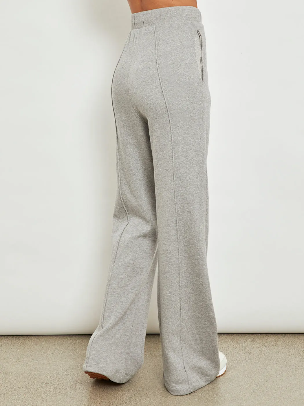 Wide Leg Pintuck Sweatpant in French Terry - Heather Grey sold by Carbon38 product image thumbnail 5