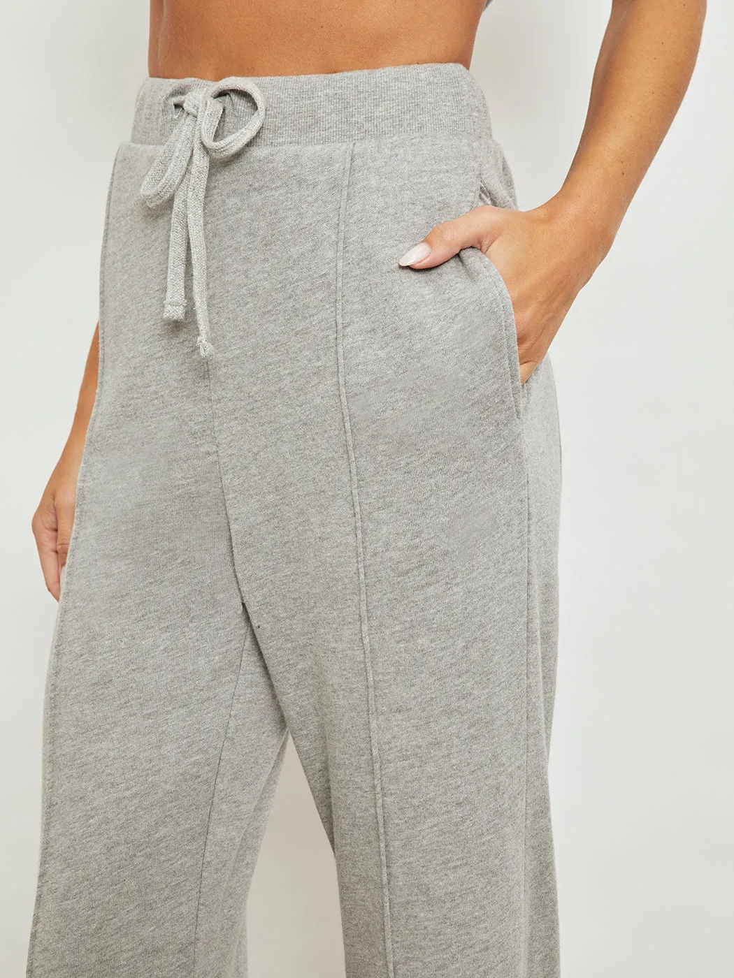 Wide Leg Pintuck Sweatpant in French Terry - Heather Grey sold by Carbon38 product image thumbnail 3