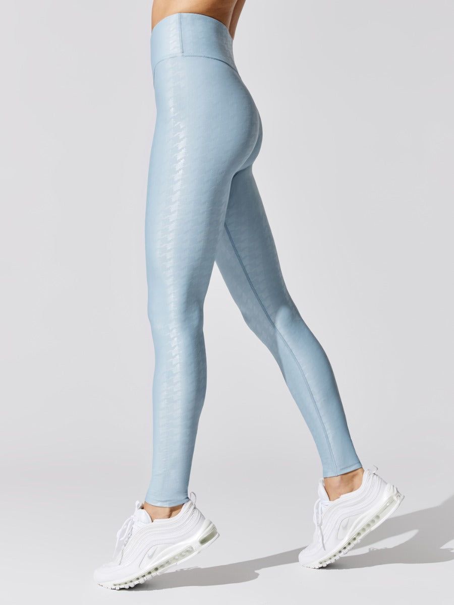 High Rise Full-length Legging in Houndstooth Takara Shine - Glacier Blue sold by Carbon38