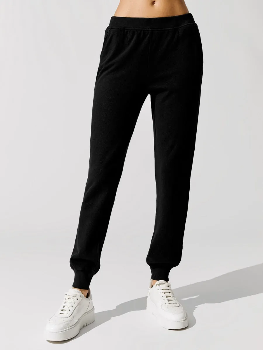 French Terry Slim Sweatpant - Black sold by Carbon38