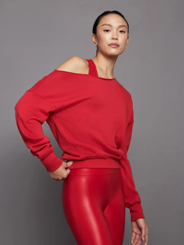 Off Shoulder Sweatshirt in French Terry - Haute Red sold by Carbon38