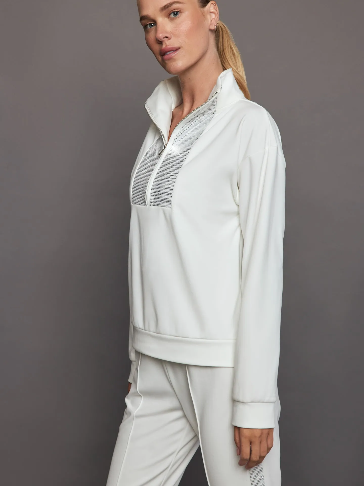 Rhinestone Pullover - White w/ Silver Rhinestones sold by Carbon38 product image thumbnail 2