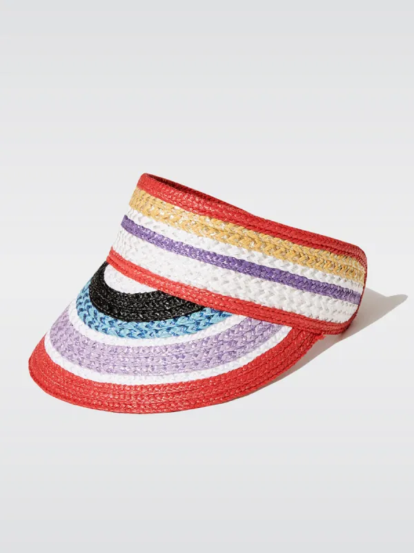 Straw Visor - Multi Fondo Bianco made by Missoni