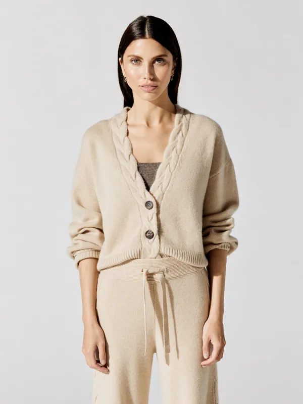 Cleo Cashmere Cardigan - Biscuit sold by Carbon38