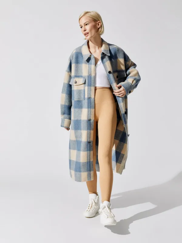 Fontizi Plaid Coat - Blue sold by Carbon38