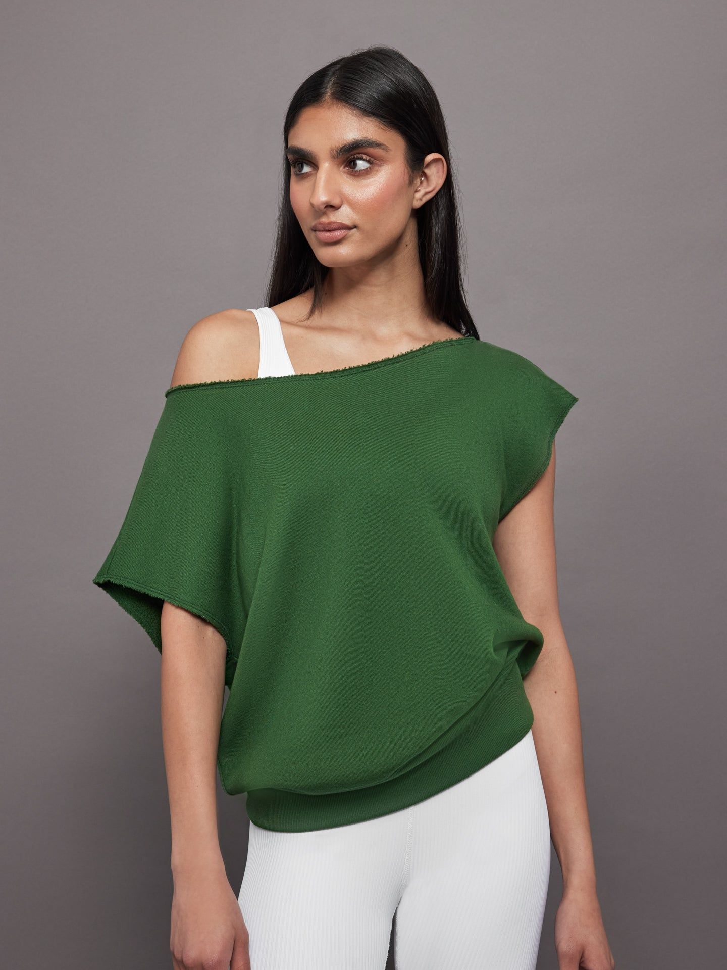 Short Sleeve Off Shoulder Sweatshirt in French Terry - Formal Garden sold by Carbon38