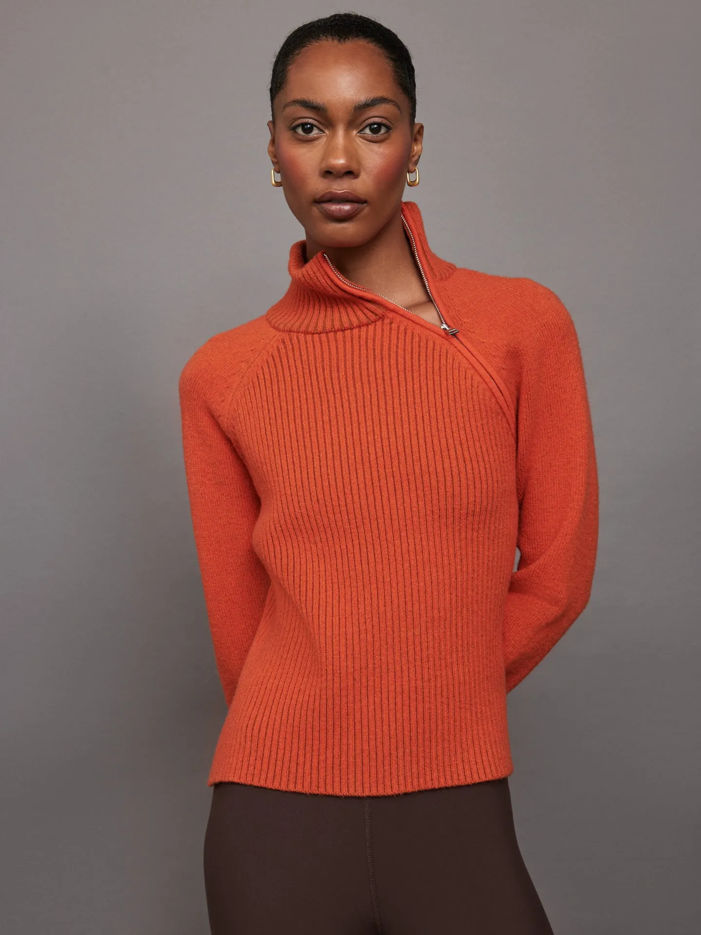 Raglan Zip Pullover - Orange sold by Carbon38