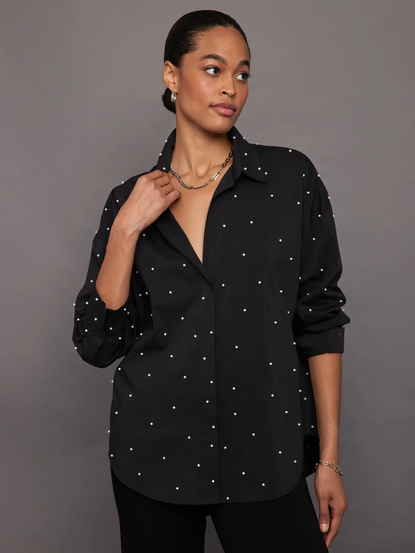 Echo Pearly Shirt - Black sold by Carbon38