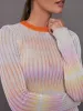 Ribbed crew-neck jumper with contrasting collar - Orange / Multi sold by Carbon38