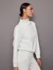 Cowl Neck Knit Sweatshirt in Interlock - Moonbeam Heather sold by Carbon38