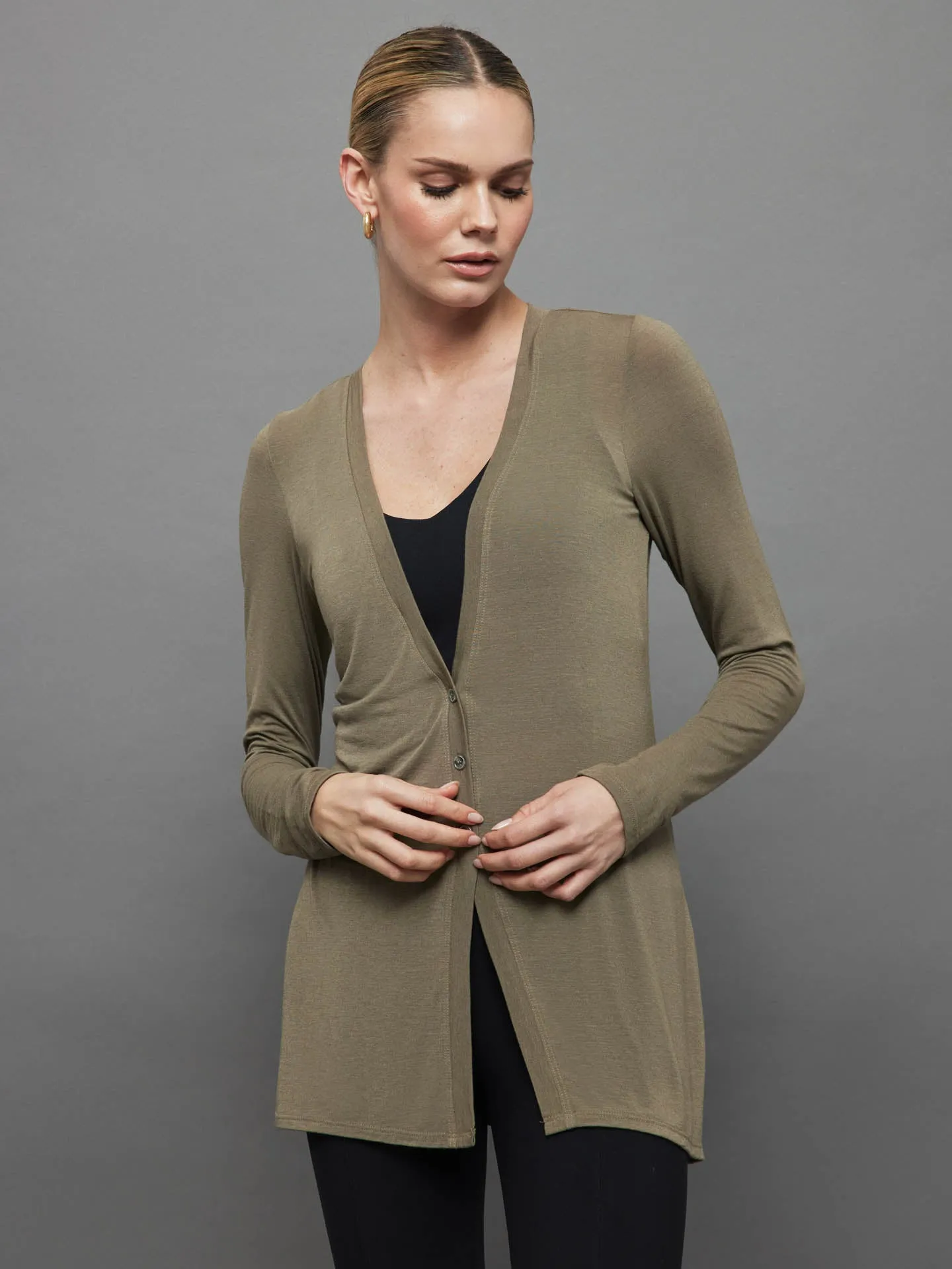 Sia Cashmere Cardigan - Olive sold by Carbon38 product image thumbnail 2