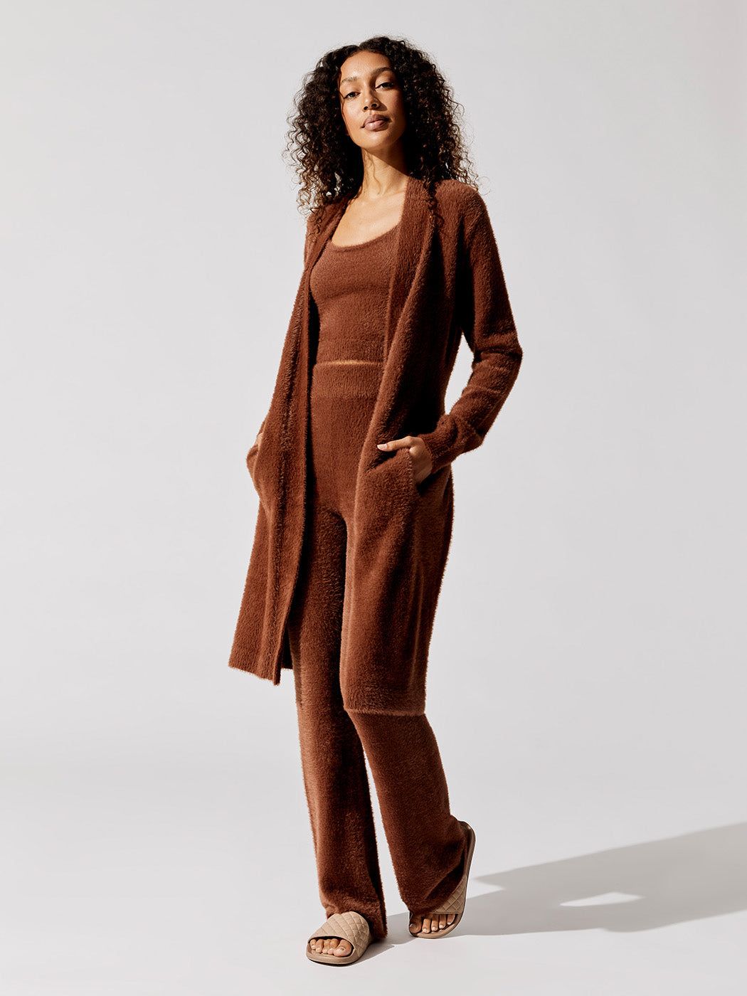 Eyelash Belted Cardigan - Cappuccino sold by Carbon38 product image thumbnail 2