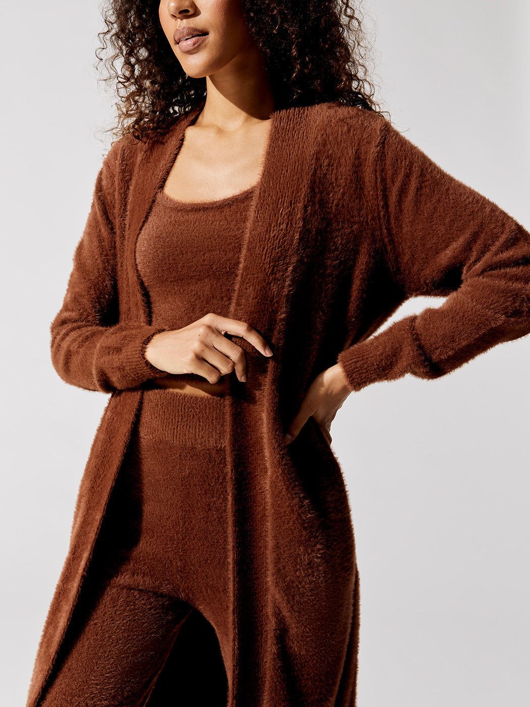 Eyelash Belted Cardigan - Cappuccino sold by Carbon38 product image thumbnail 4