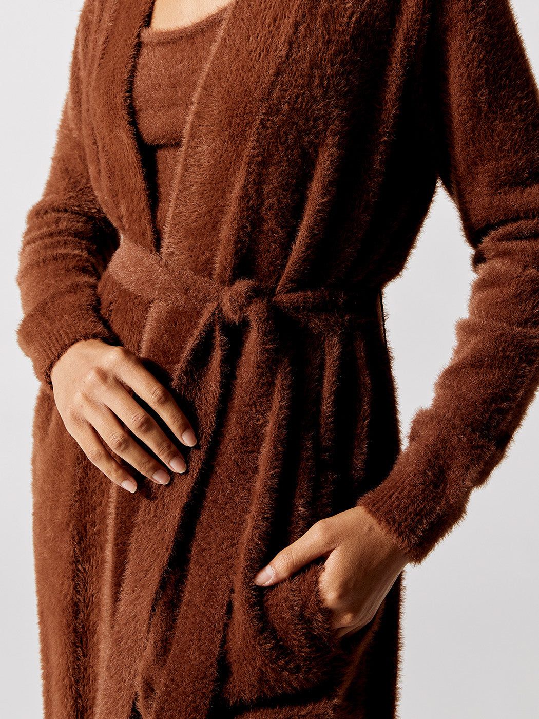 Eyelash Belted Cardigan - Cappuccino sold by Carbon38 product image thumbnail 5