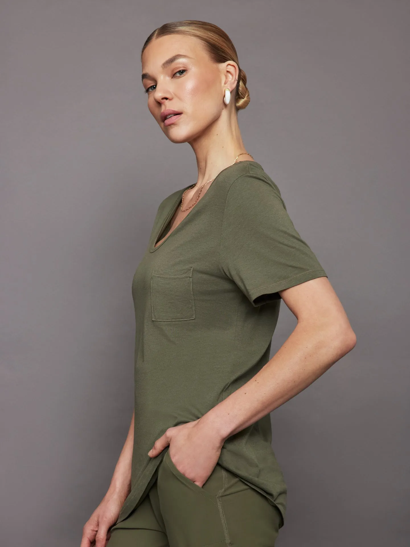 Short Sleeve Pocket Tee - Olive sold by Carbon38 product image thumbnail 3