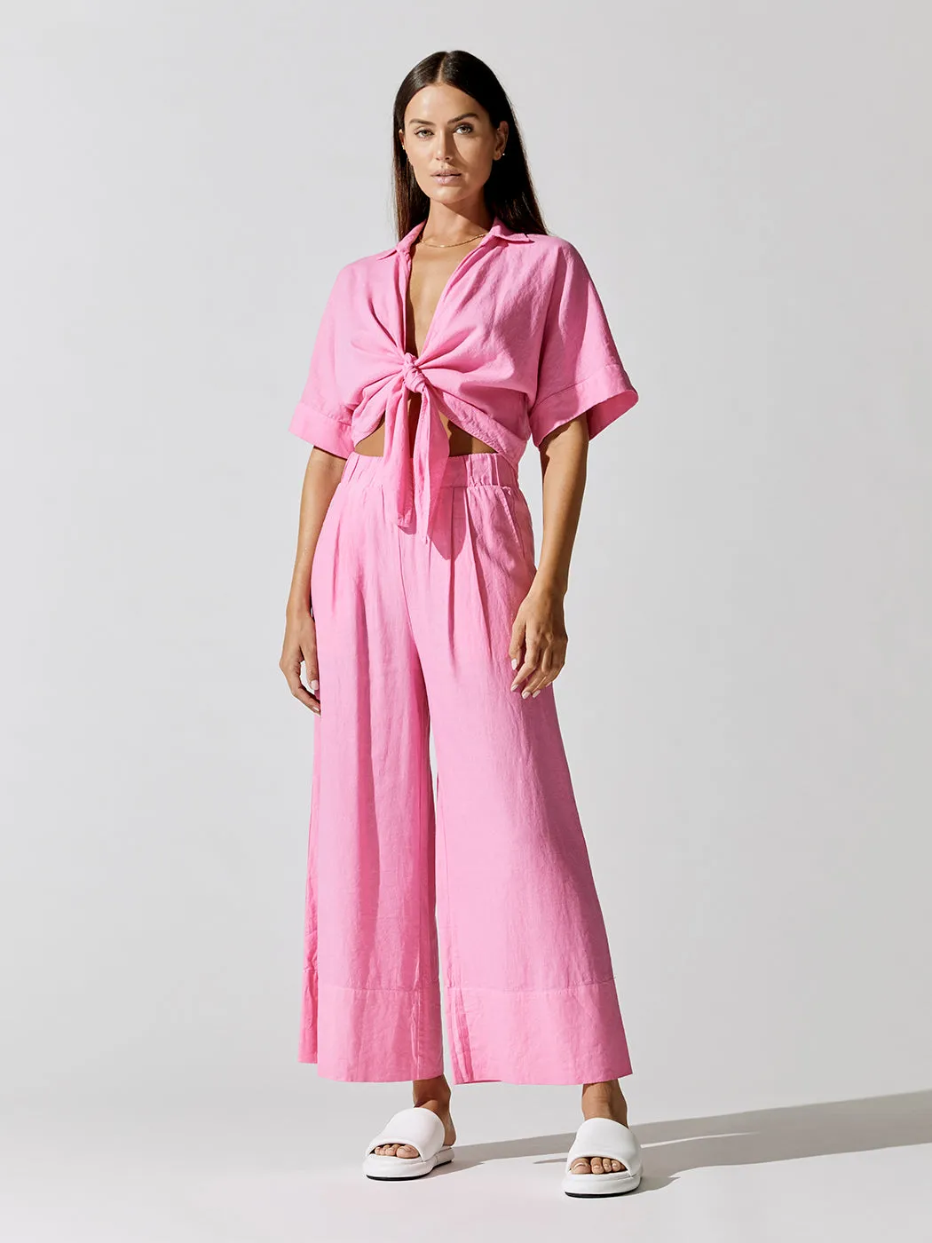 Linen Blend Front Tie Shirt - Cotton Candy sold by Carbon38 product image thumbnail 2