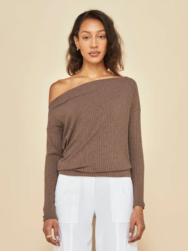 Long Sleeve Asymmetrical Top - Caramel sold by Carbon38
